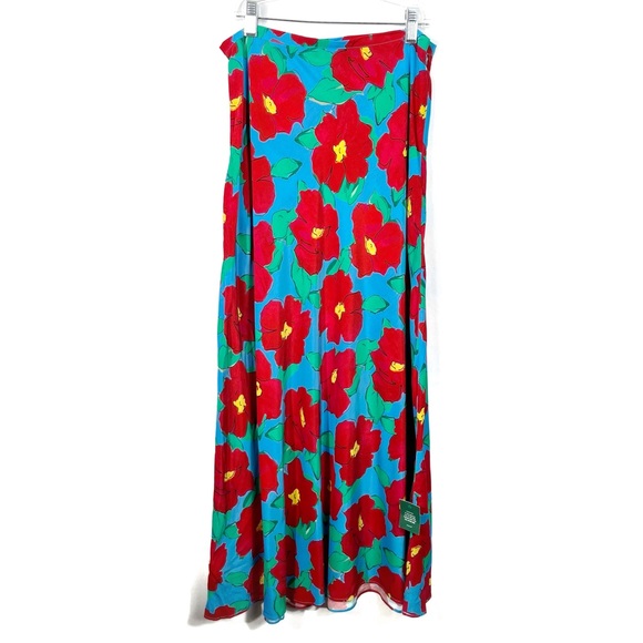 RIXO Dresses & Skirts - RIXO London Colorful Hibiscus Silk Maxi Skirt Small Tropical Travel NWOT S